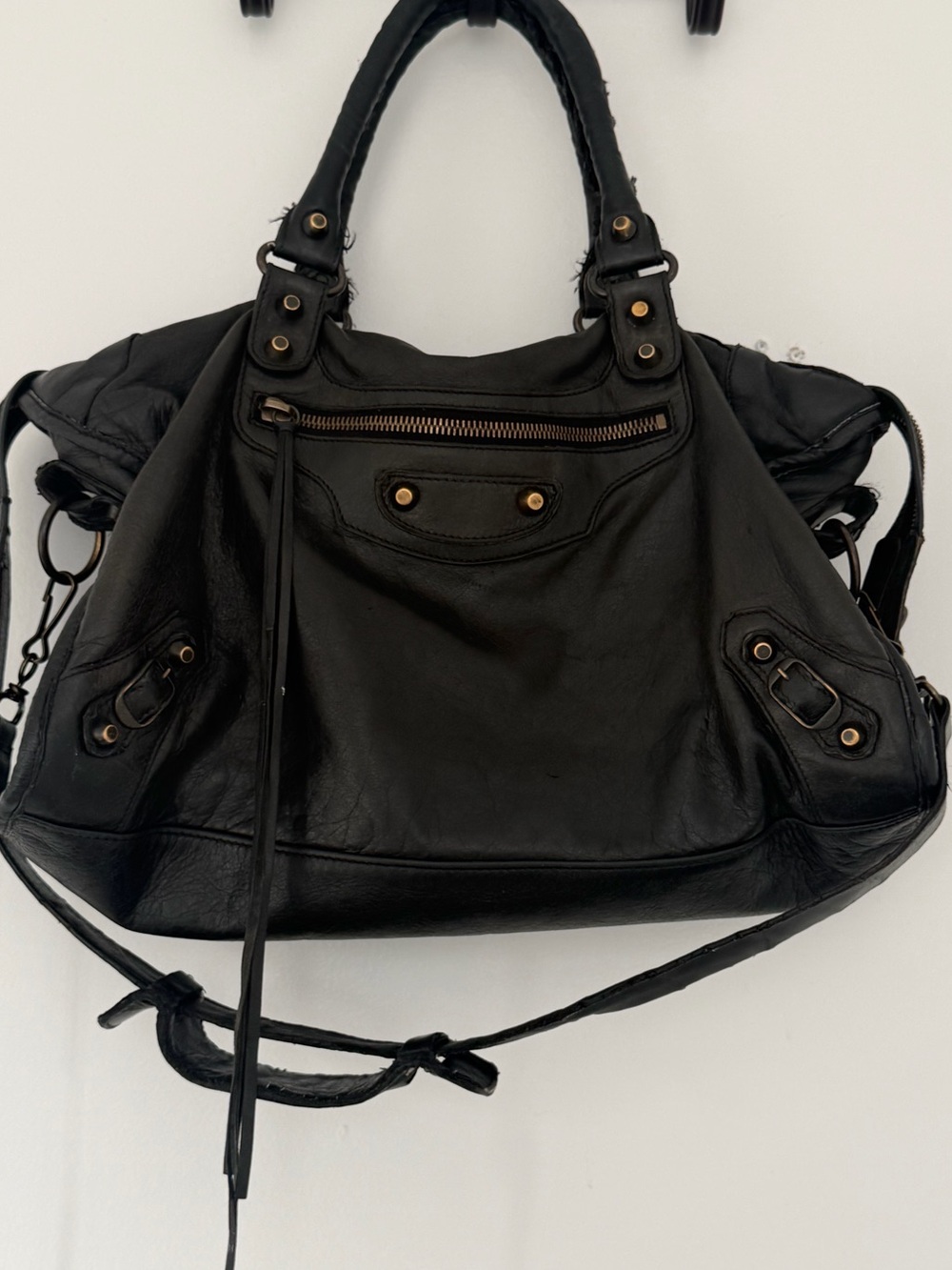 ❌SOLDOUT❌ Balenciaga aged Black agneau Leather vintage Tote Handbag - Classic
